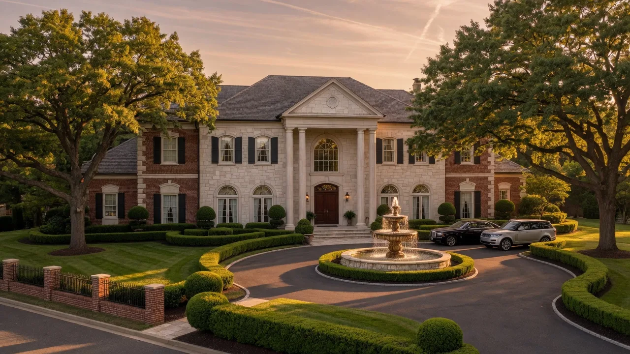 Luxury estate home with circular driveway