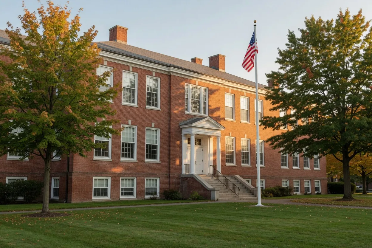 A welcoming New England home in warm afternoon light