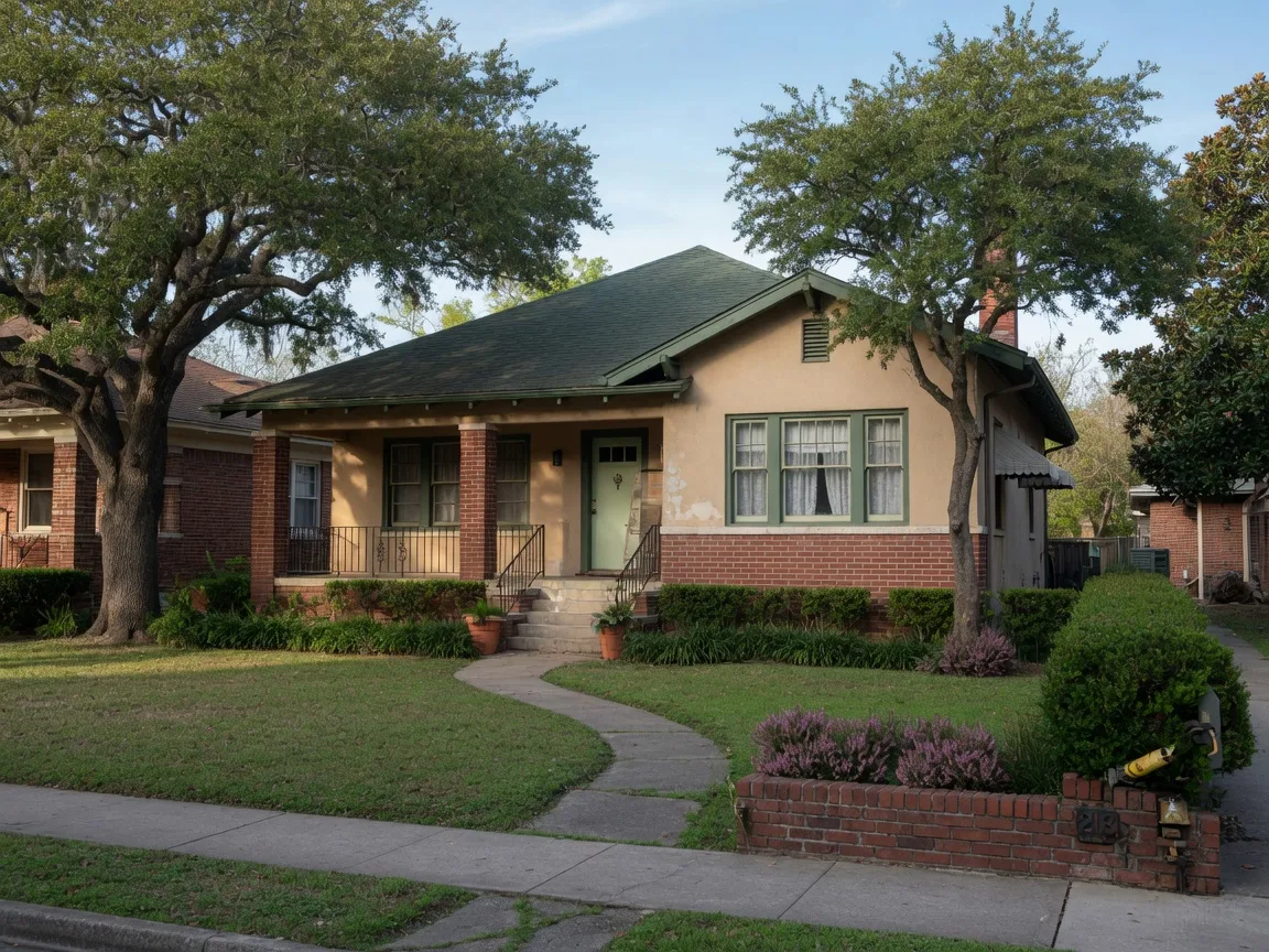 An original, well-maintained older brick and stucco home in an established Alamo Heights neighborhood