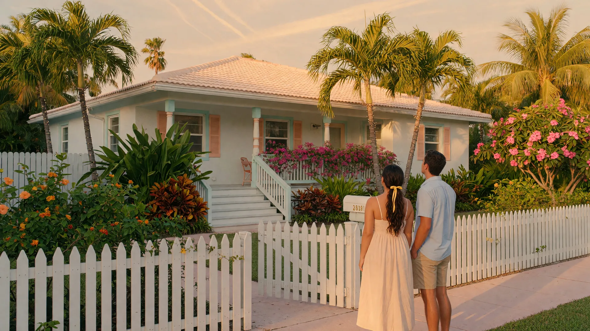 Bright Florida coastal home entrance