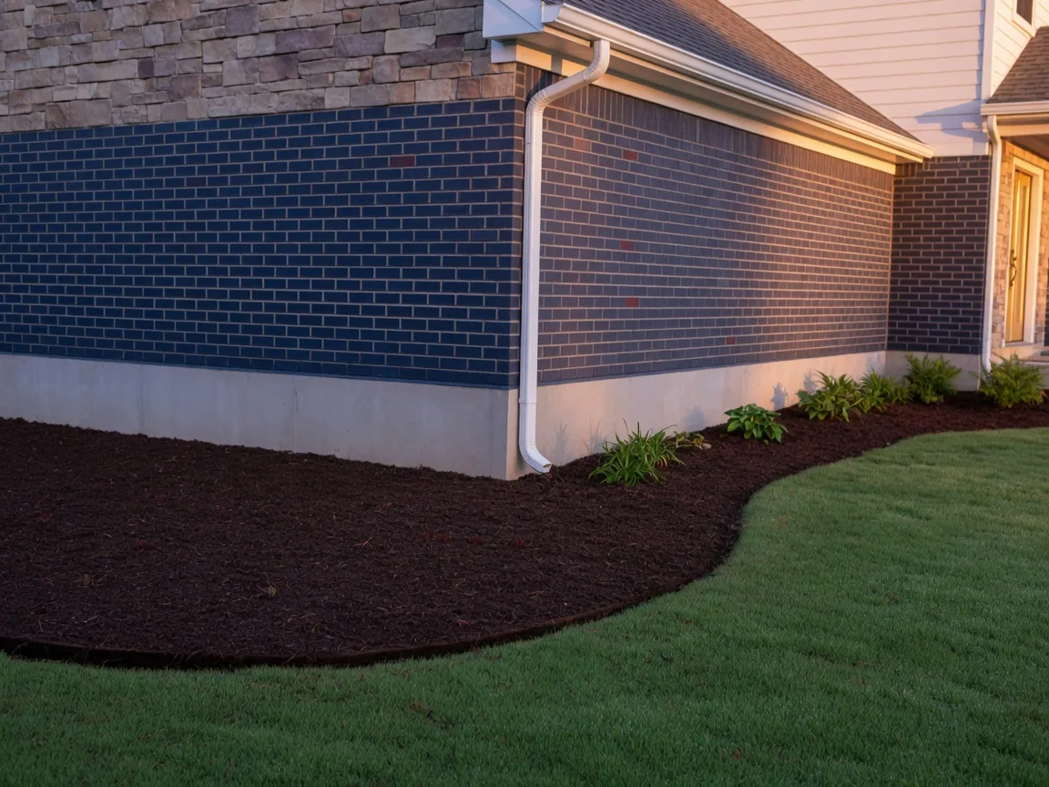 The tidy foundation line of a well-maintained Georgia home, kept clear of mulch and debris