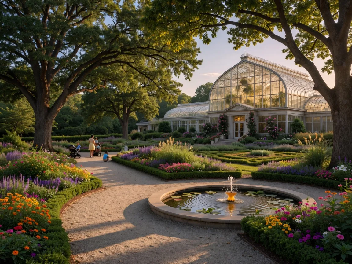 The Daniel Stowe Conservancy botanical gardens in Belmont, NC featuring formal gardens, walking paths, and the glass conservatory building