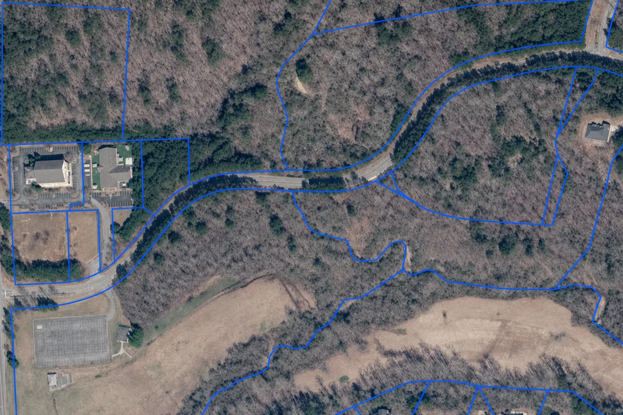 Aerial parcel map of the Brookmont Parkway development showing 4 adjoining parcels across 6.13 acres with surveyed boundaries in Douglasville, GA