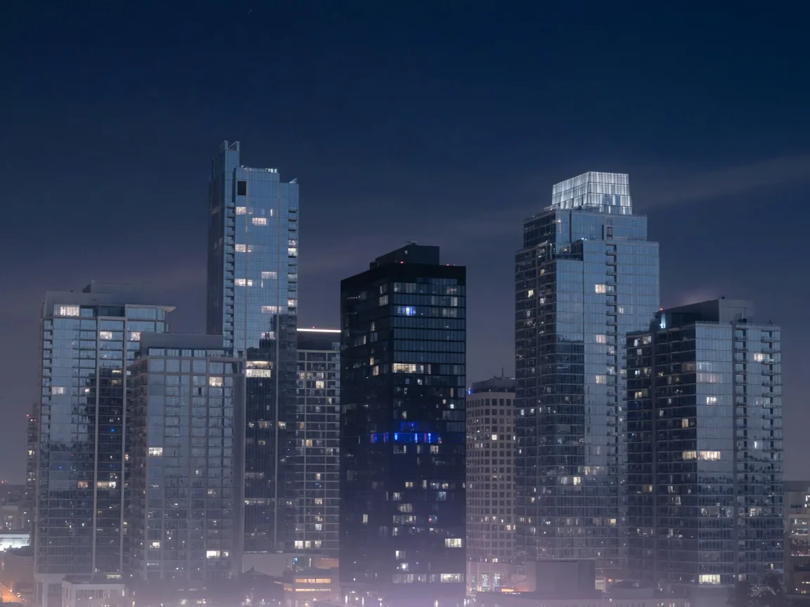 Georgia skyline glowing at blue hour
