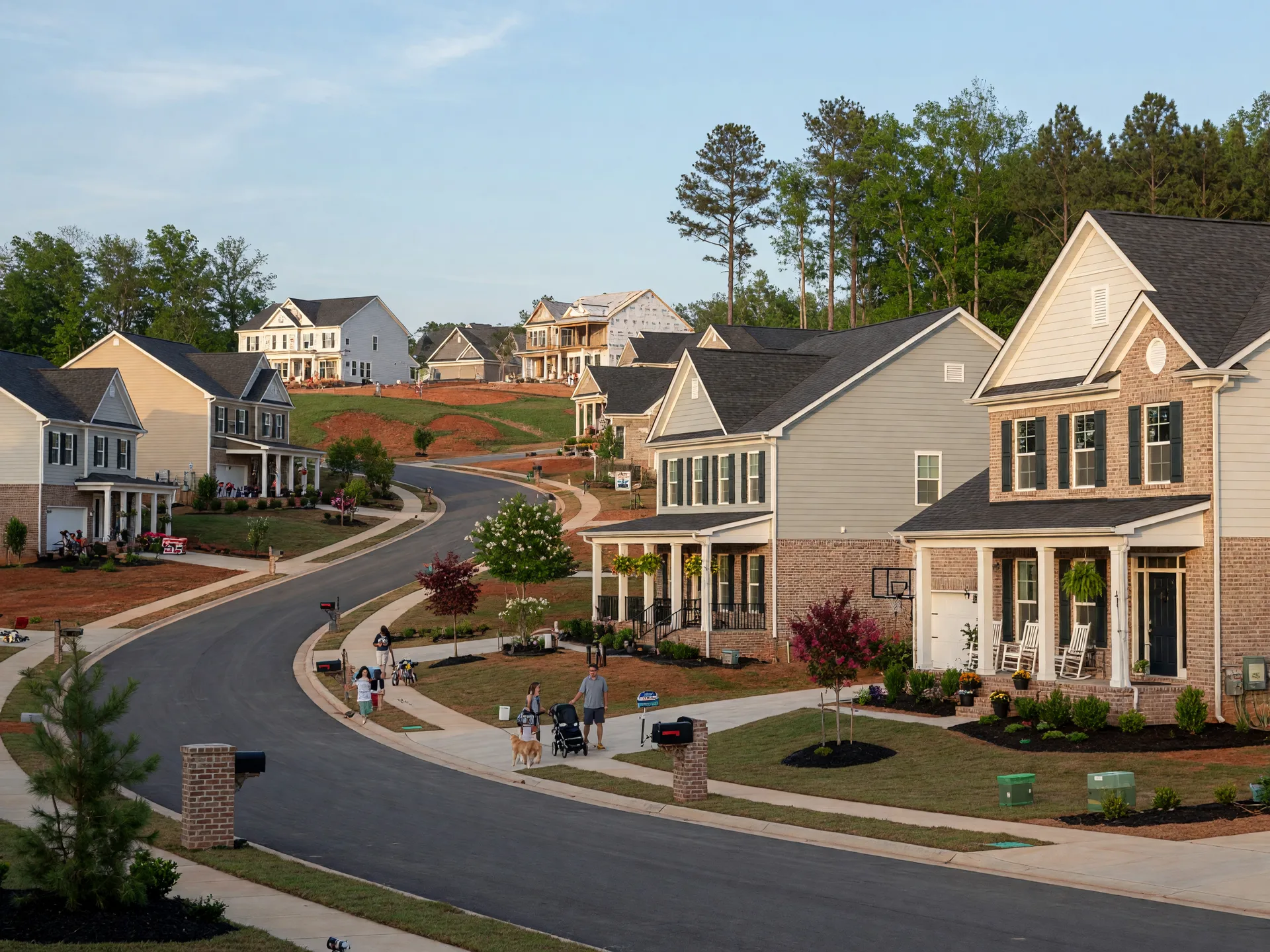 New construction homes in Clayton, North Carolina with traditional architecture in a family master-planned community