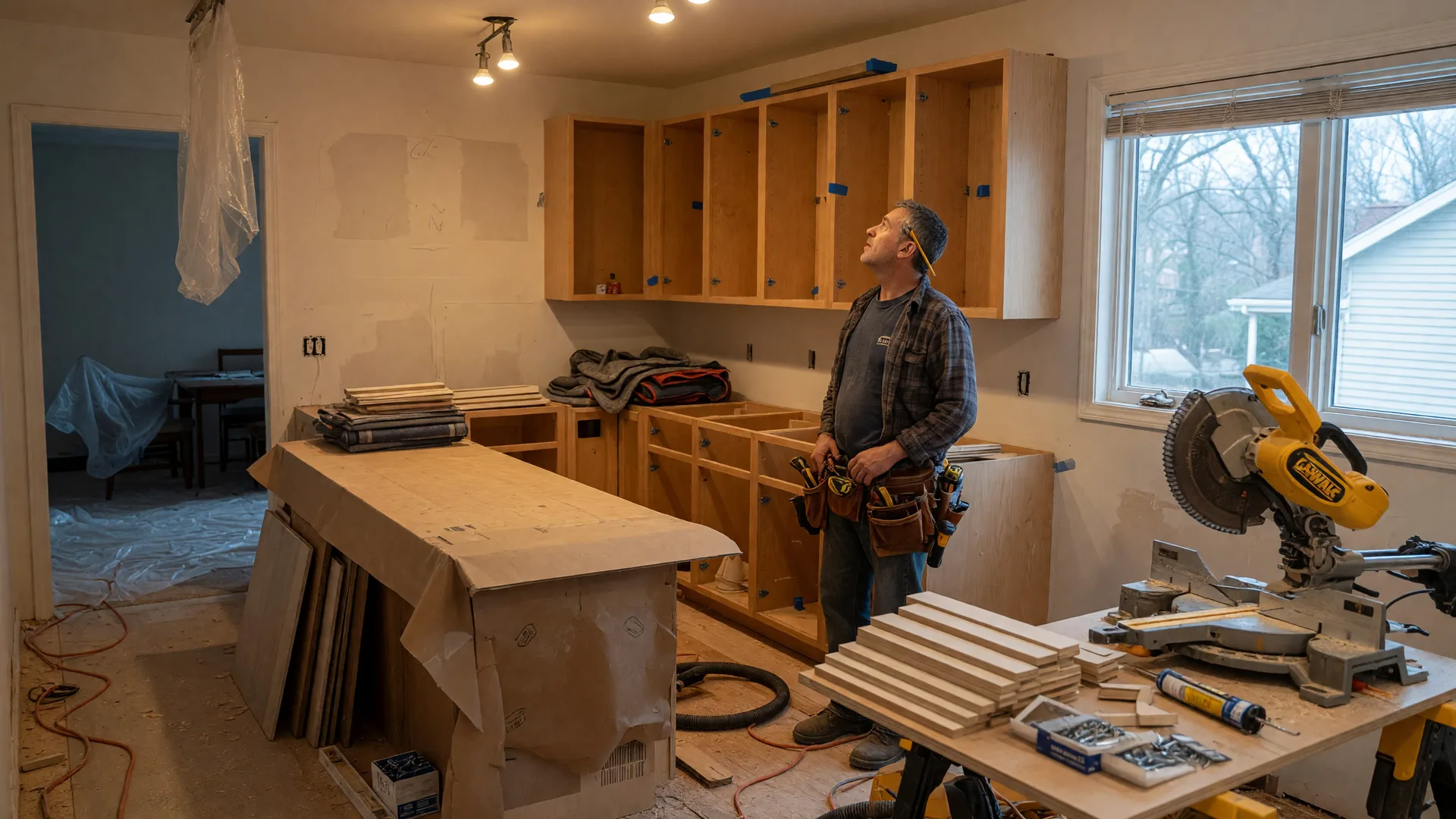Contractor working on a kitchen renovation