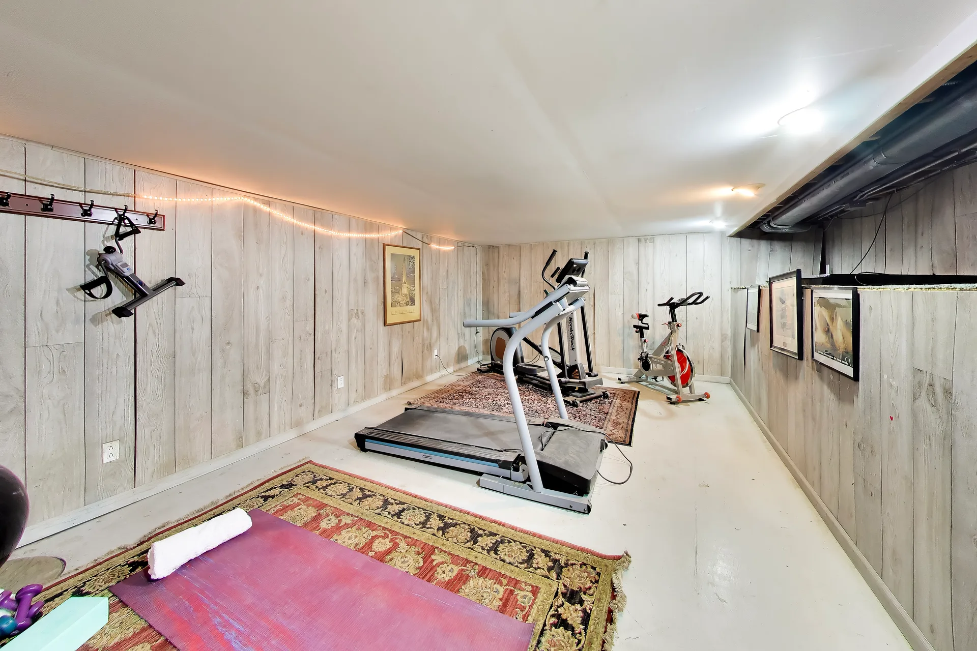 Basement fitness space with room for equipment