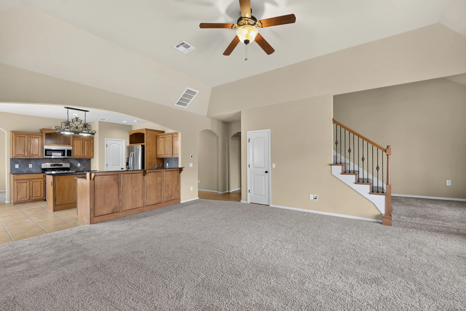 Open-concept living and kitchen space