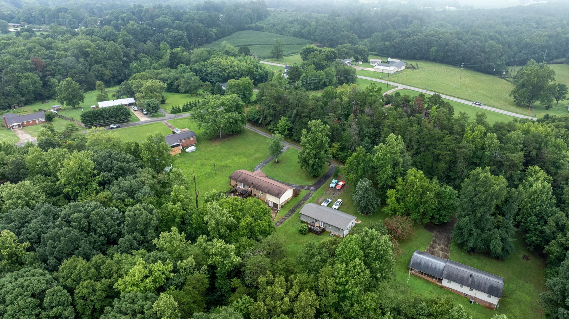 Aerial view of the residential neighborhood around 4690 Worth Pl in Granite Falls