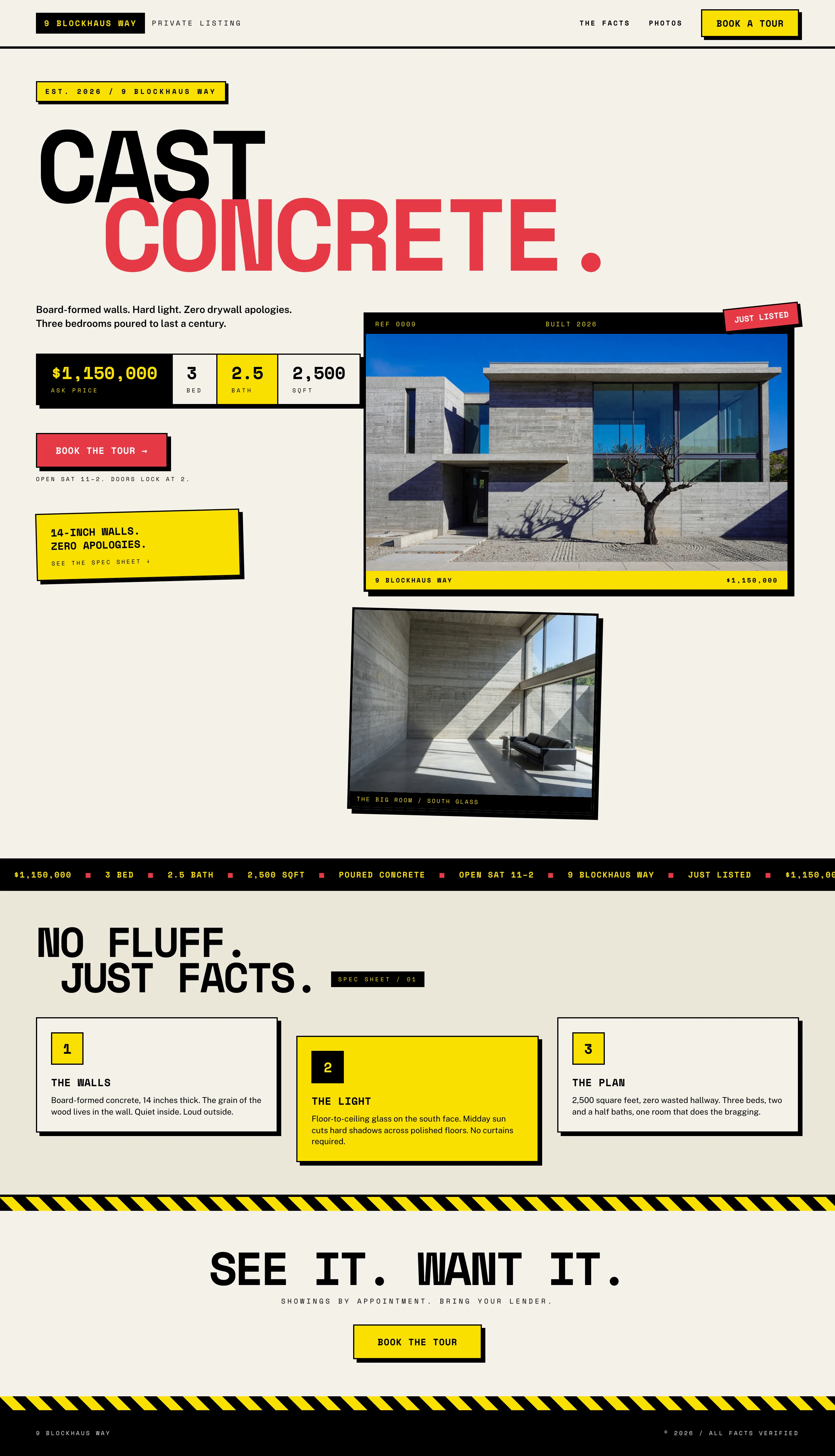 Brutalist Poster, shown as a listing site