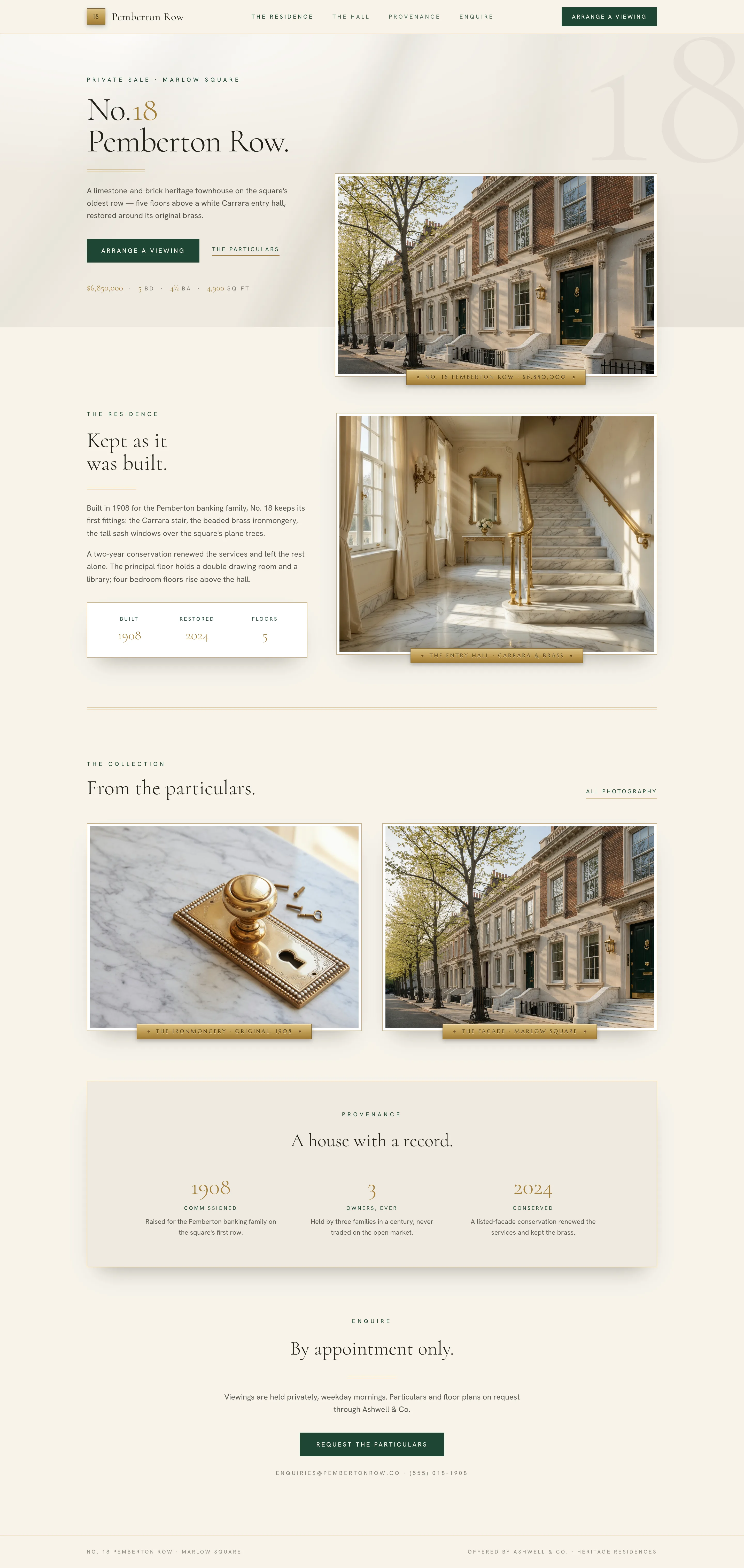 Marble & Brass, shown as a listing site