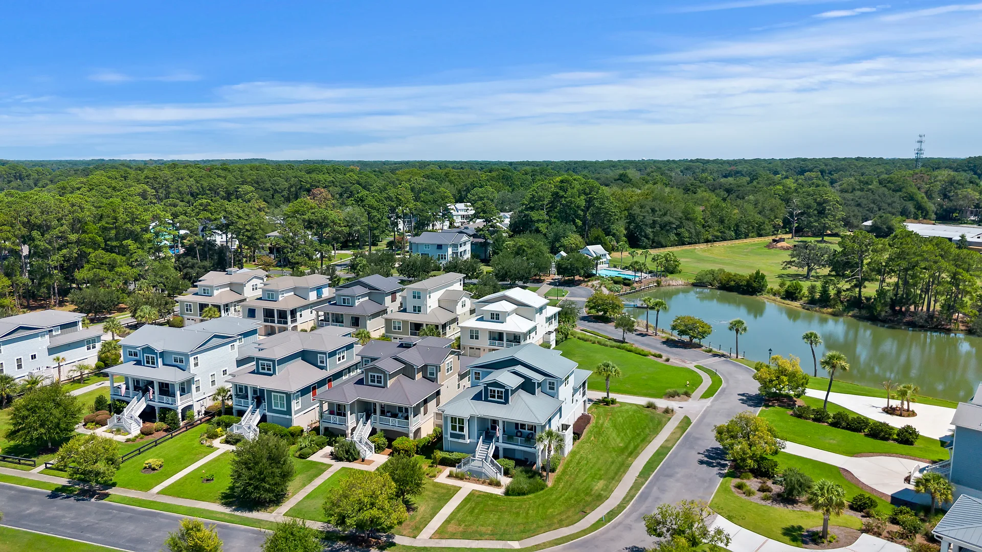 Aerial Neighborhood View at 32 Hackney Pony Lane, Hilton Head Island SC