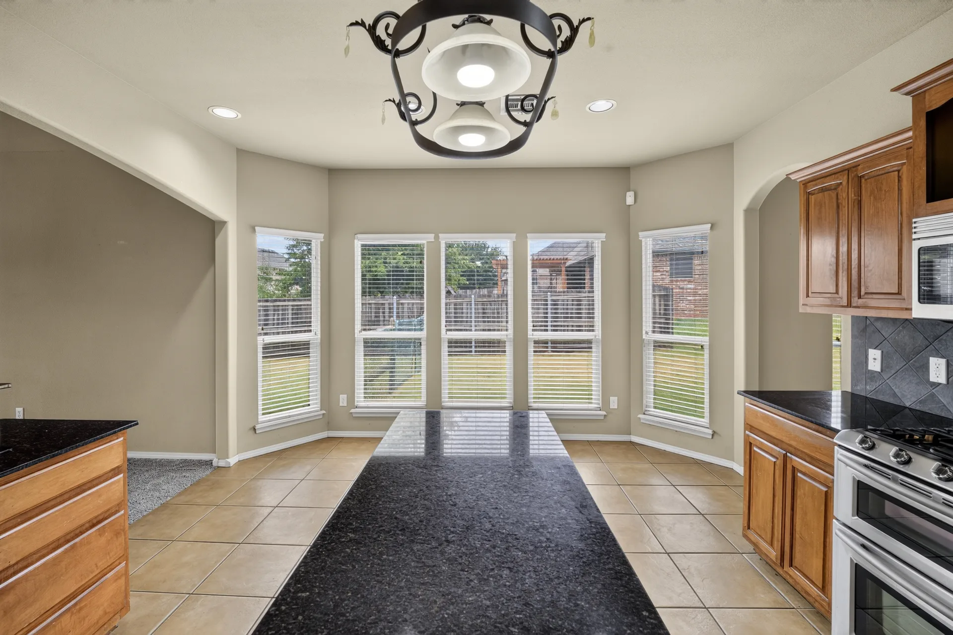 Kitchen nook with granite island