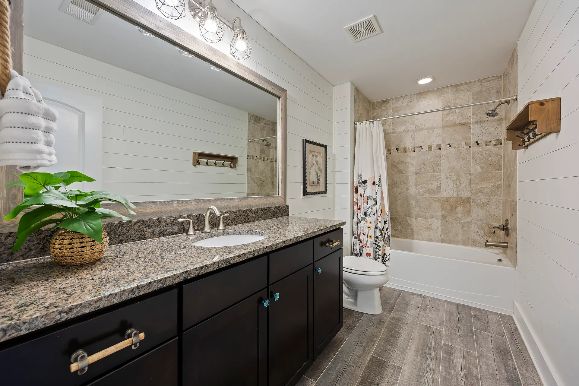 Bathroom with Shiplap Vanity at 32 Hackney Pony Lane, Hilton Head Island SC
