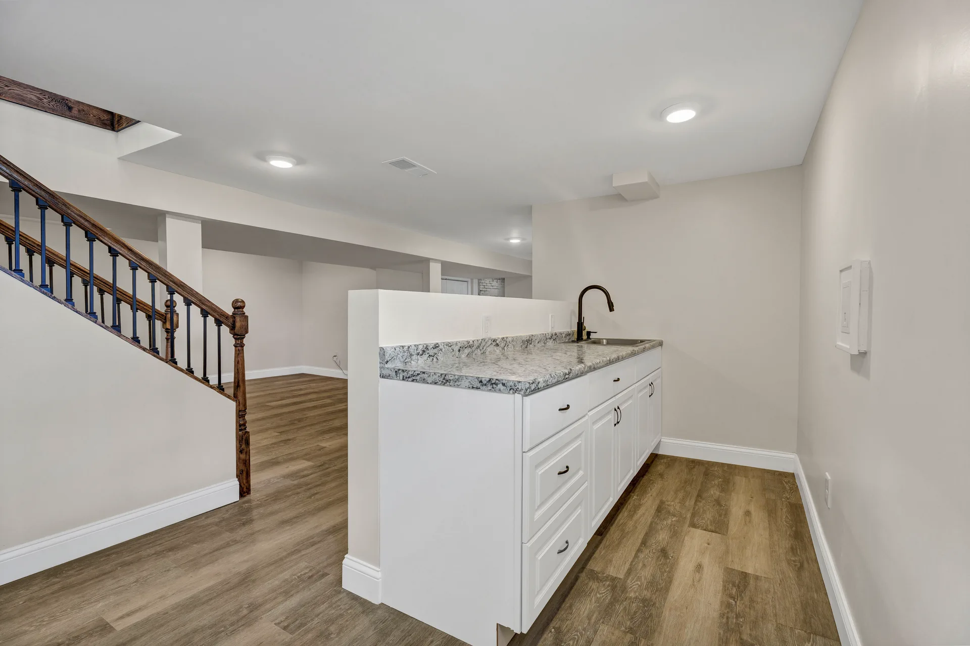 Finished lower level with wet bar