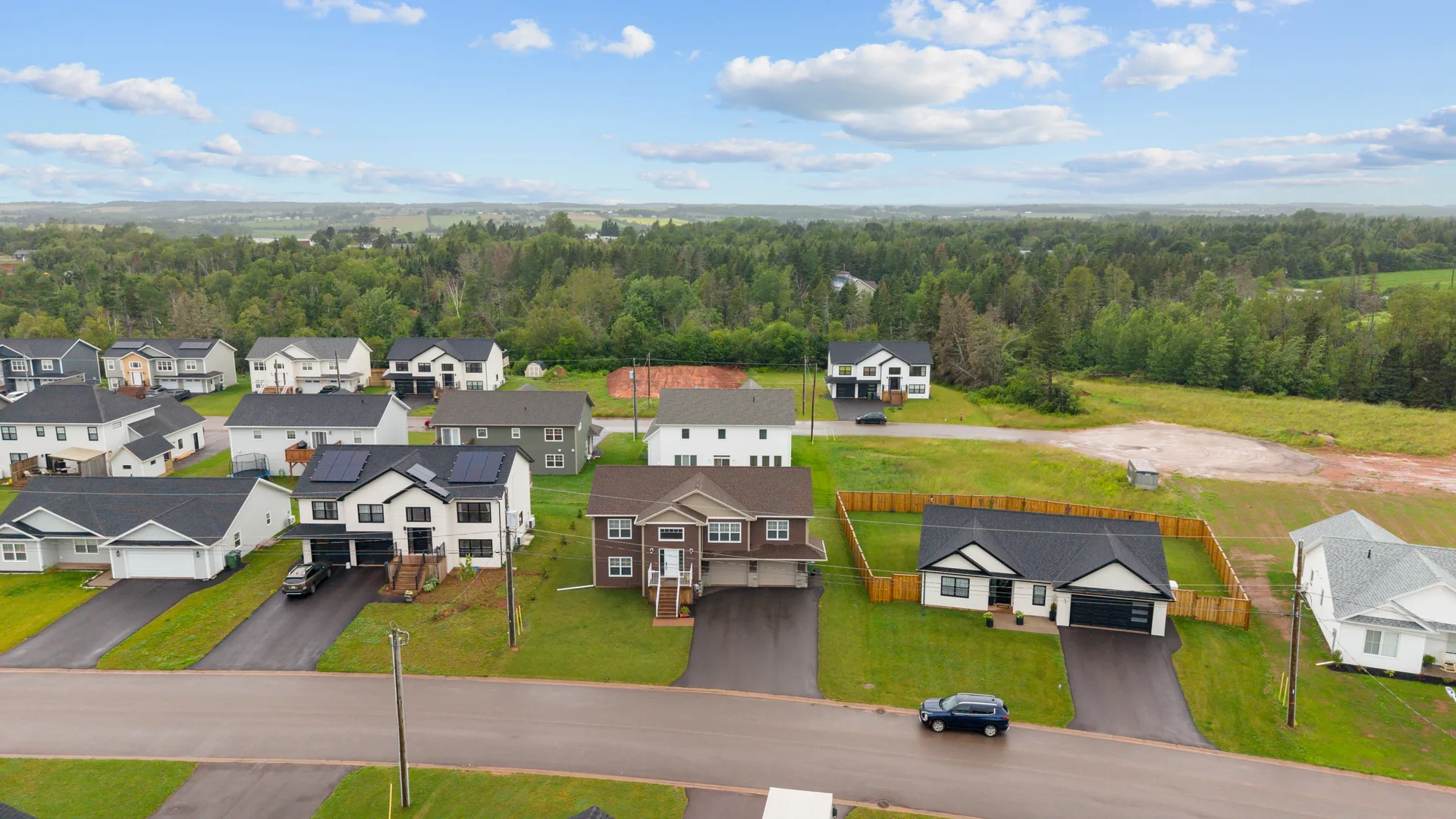 Aerial drone view of the Windsor Park and West Royalty neighbourhood in Charlottetown