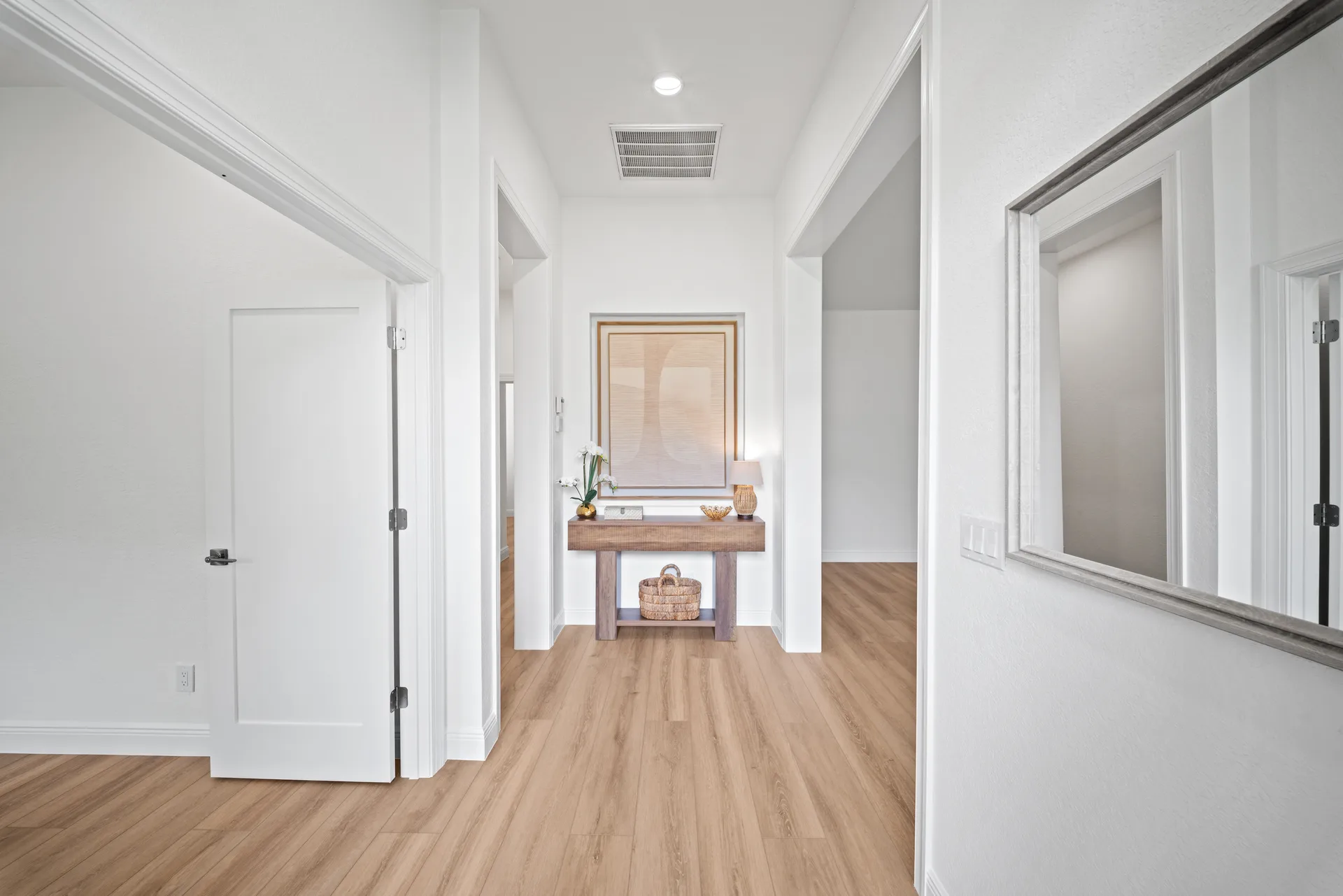 Hallway entryway with console table