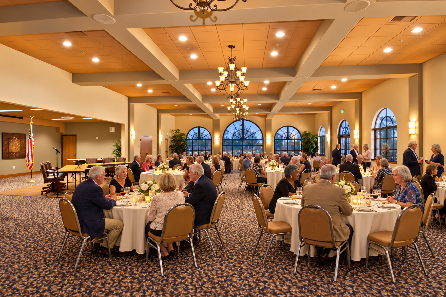 The ballroom and community gathering space at Four Seasons at Westshore, the 55+ active-adult community in Sacramento, California