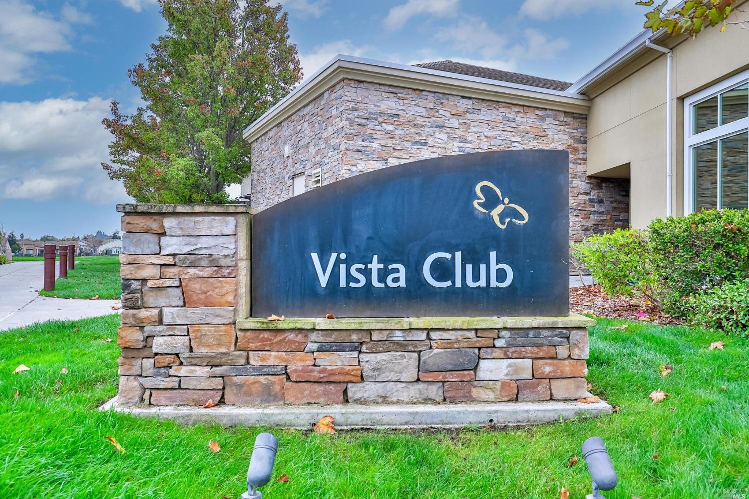 The Vista Club sign at Trilogy Rio Vista, the 55+ active-adult community in Rio Vista, California