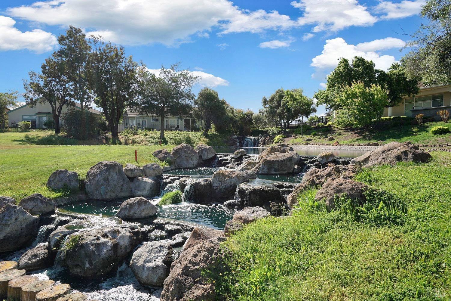 The waterfall at Trilogy Rio Vista, the 55+ active-adult community in Rio Vista, California
