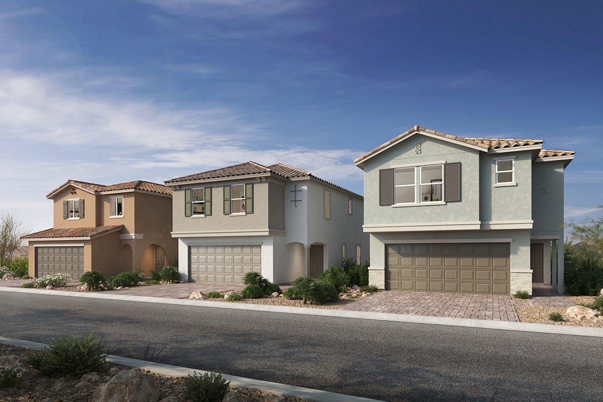 New home streetscape at Landings at Sandstone at Tule Springs