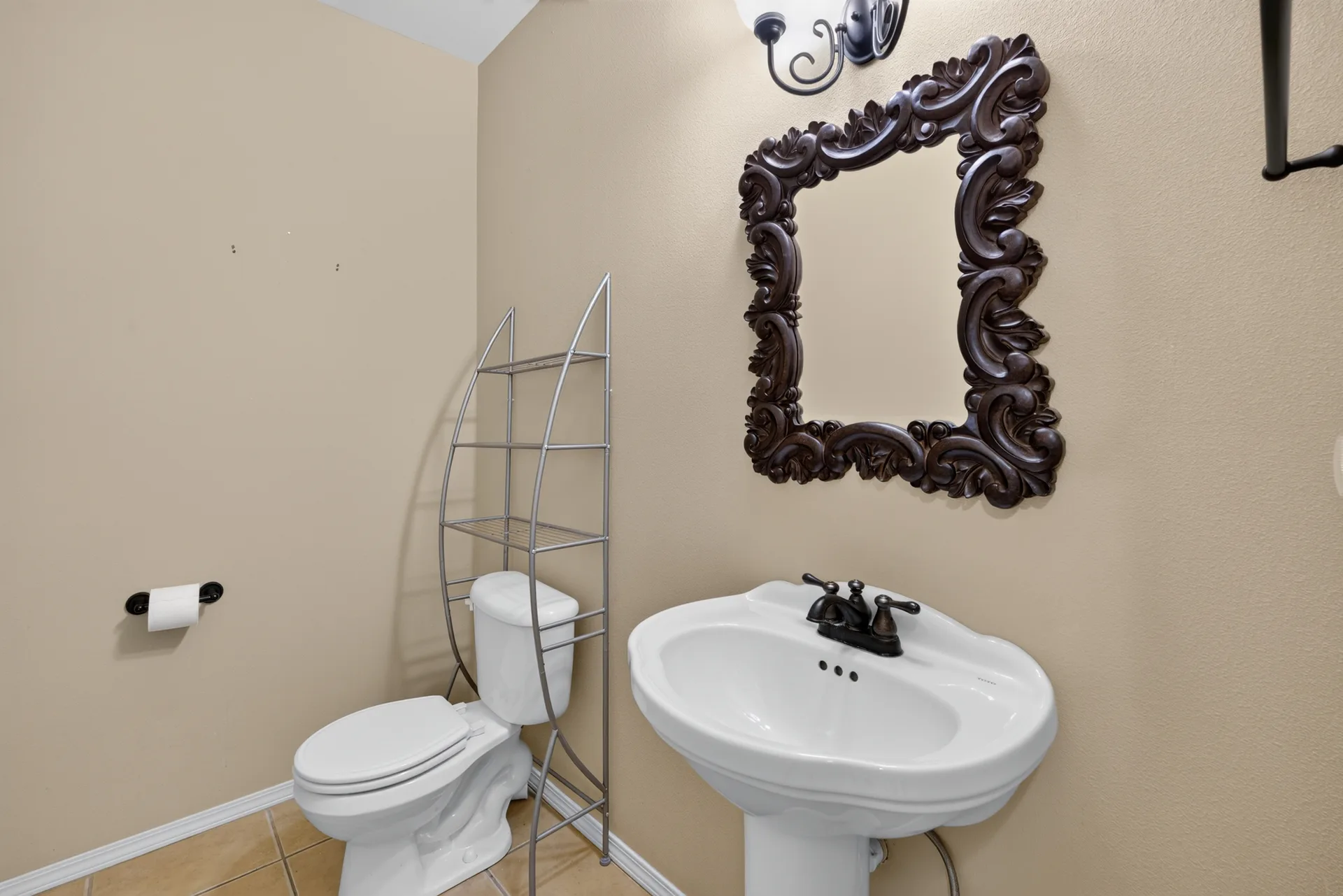 Powder room with pedestal sink