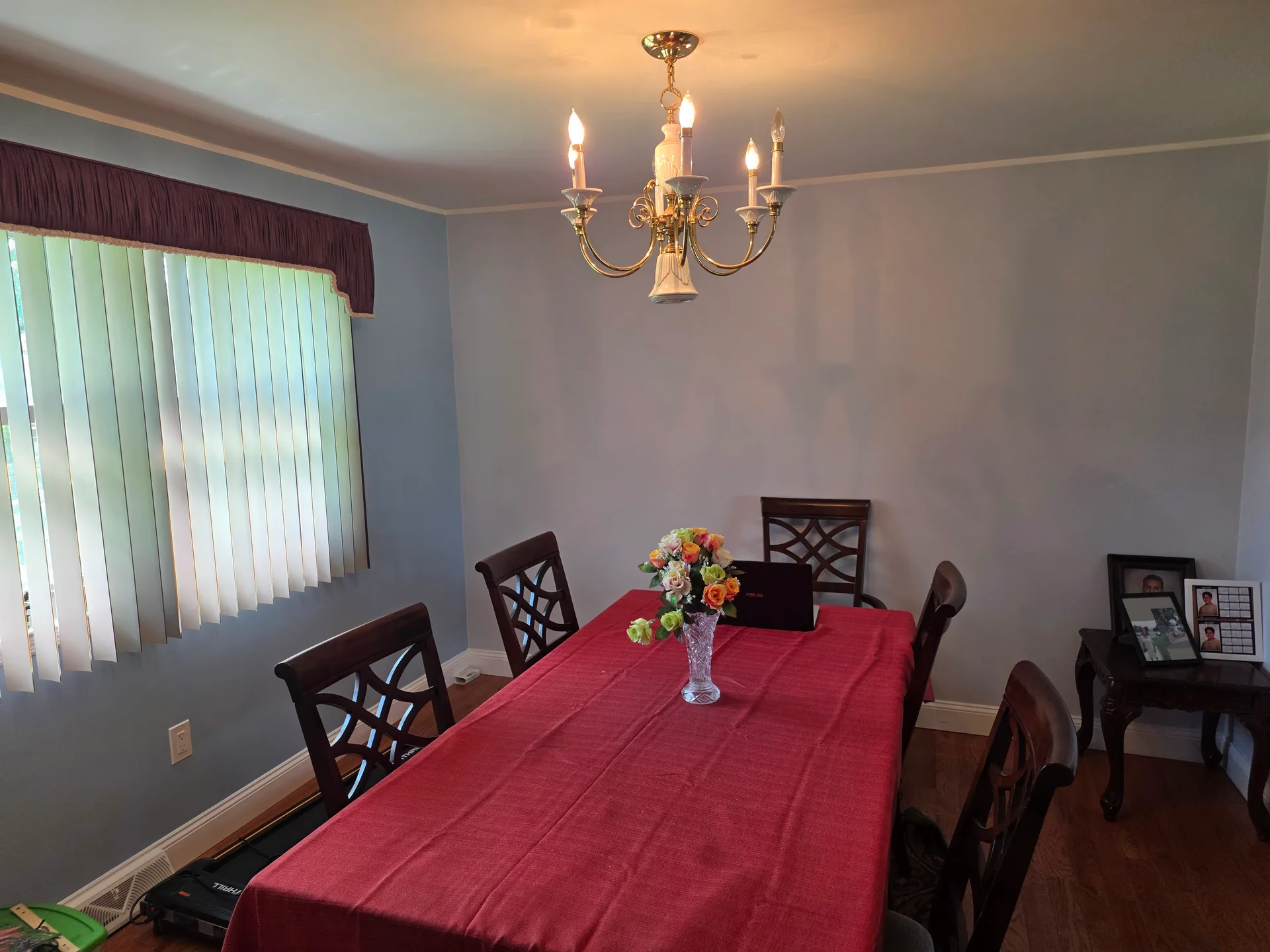 Dining room with chandelier