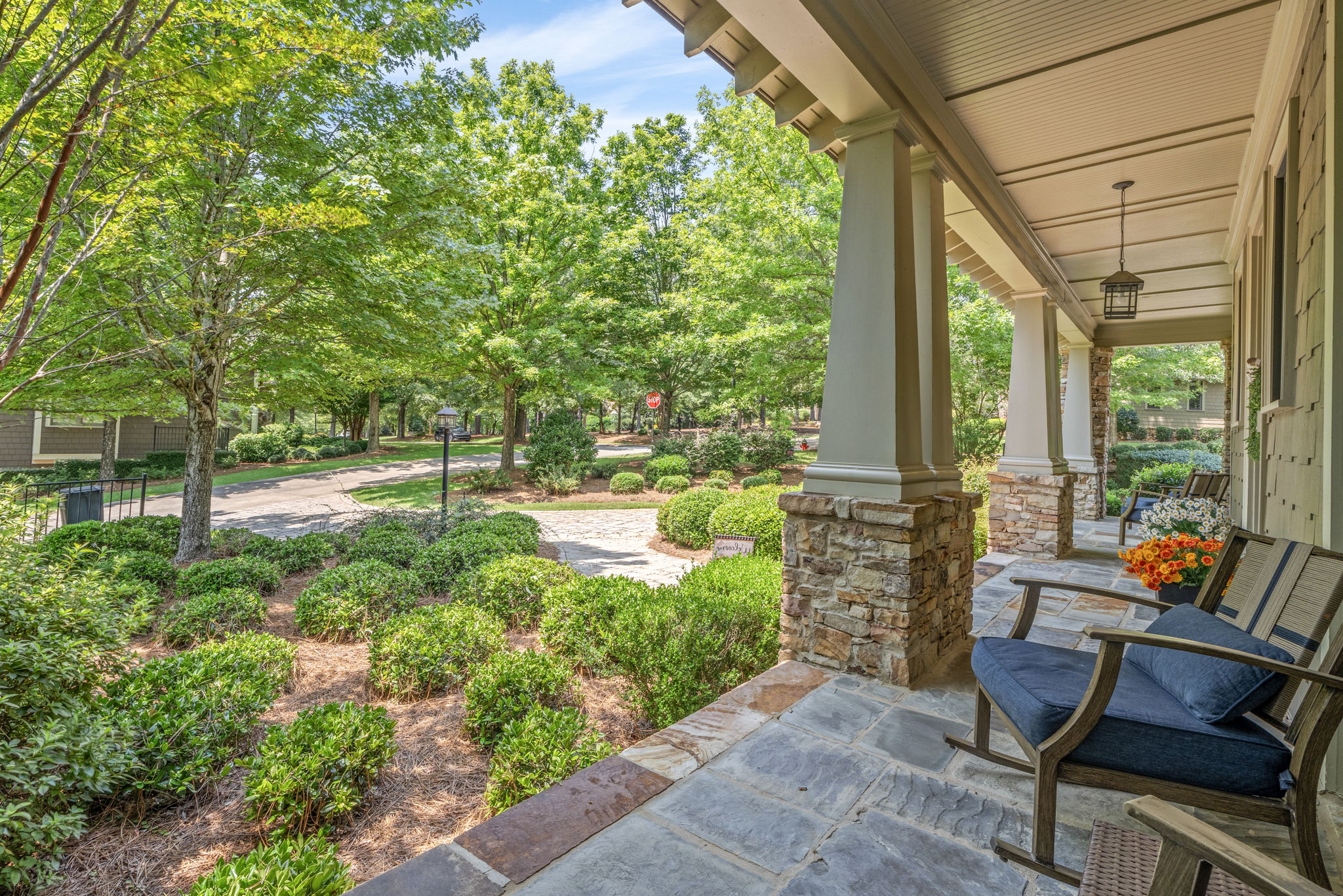 Patio with fireplace and outdoor living