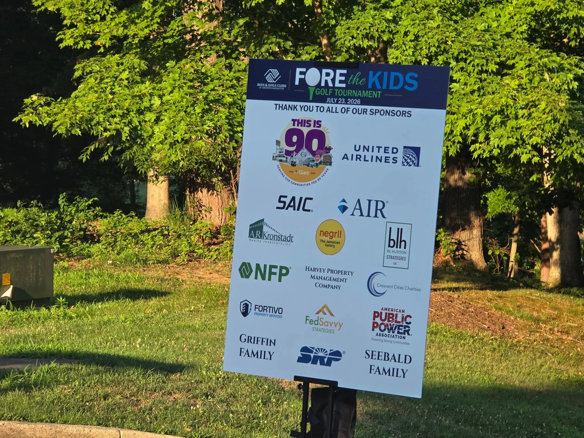 FORE the KIDS Golf Tournament event graphic promoting the Boys & Girls Clubs charity fundraiser