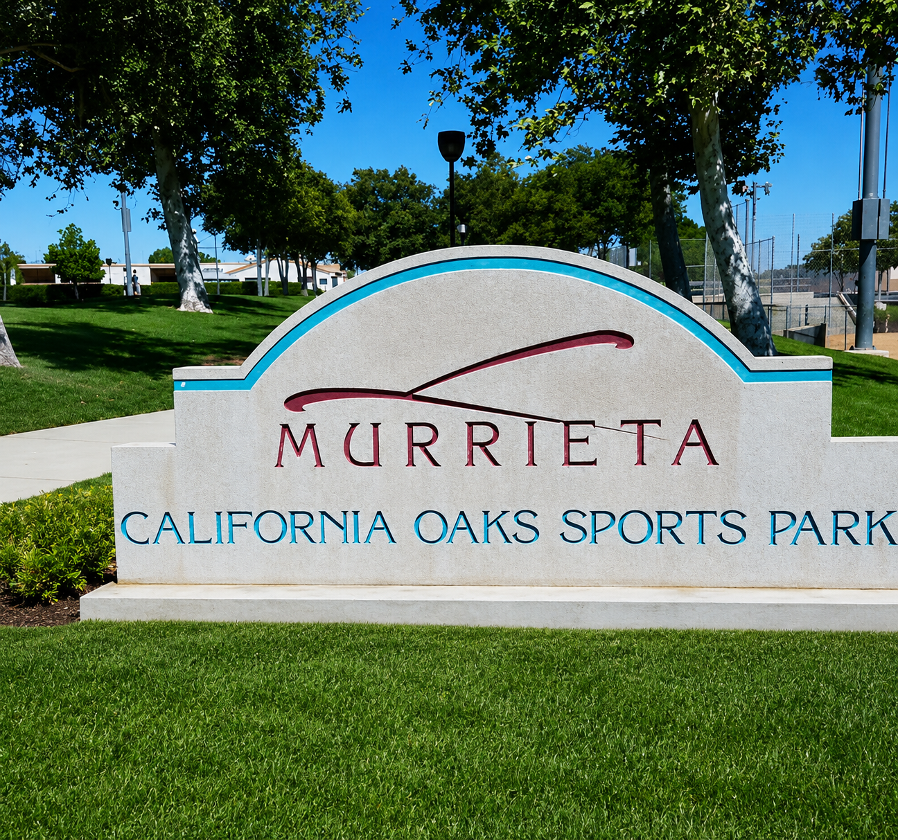 California Oaks Sports Park entrance sign, a popular recreational destination near Murrieta Oaks