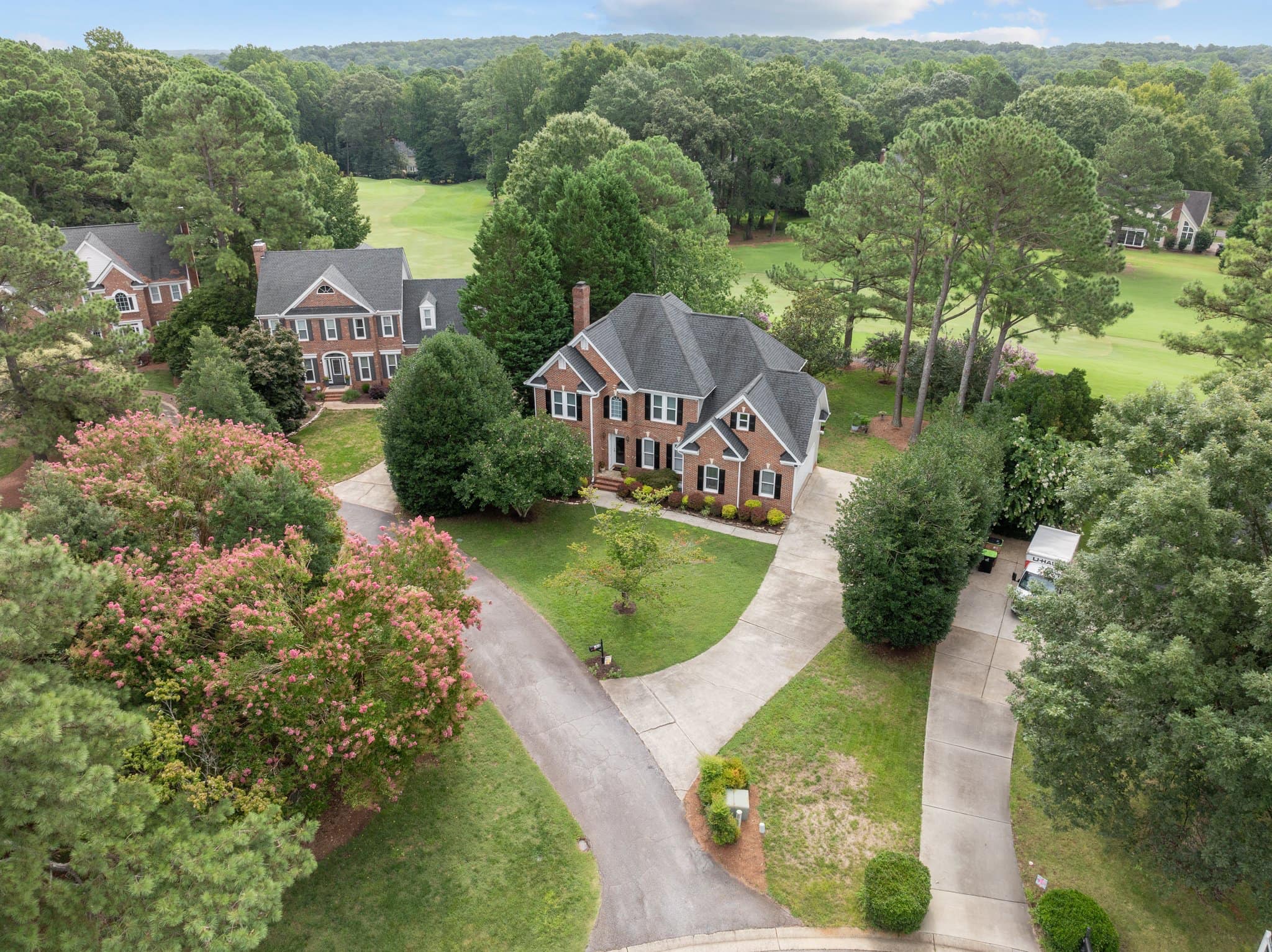 Aerial view of Sunset Ridge neighborhood homes in Holly Springs, NC