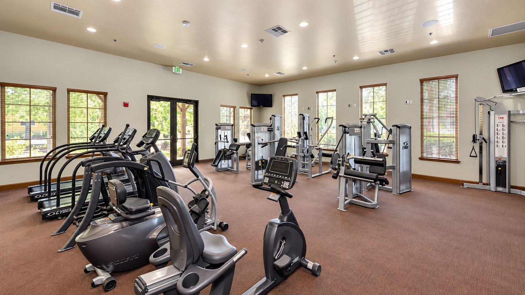 Fitness center and gym at Eskaton Village Roseville, an active adult 55+ community amenity