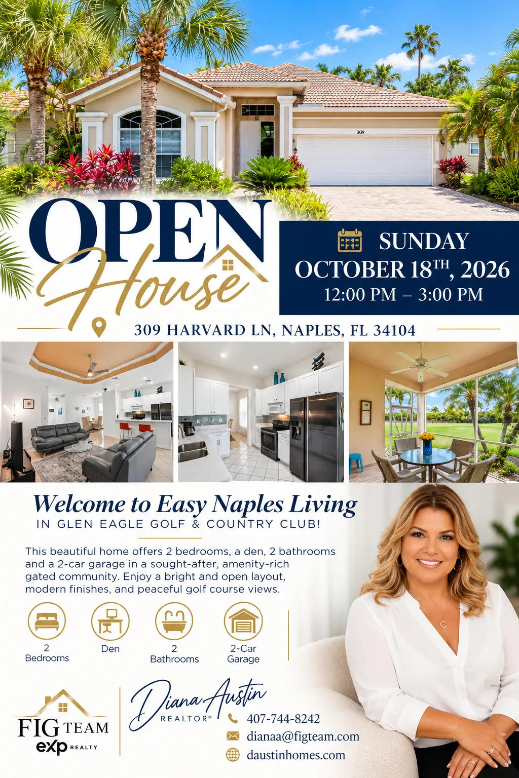 Open house flyer for 309 Harvard Ln, Naples FL 34104