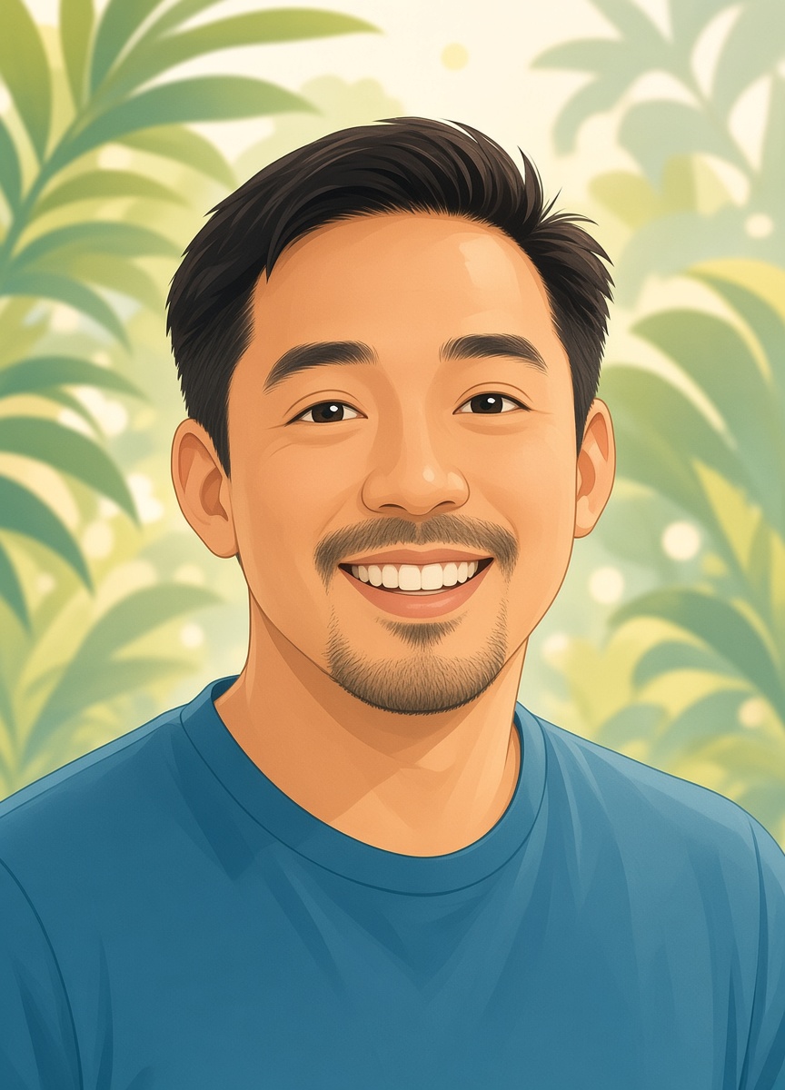 Illustrated headshot of Yishan Wong