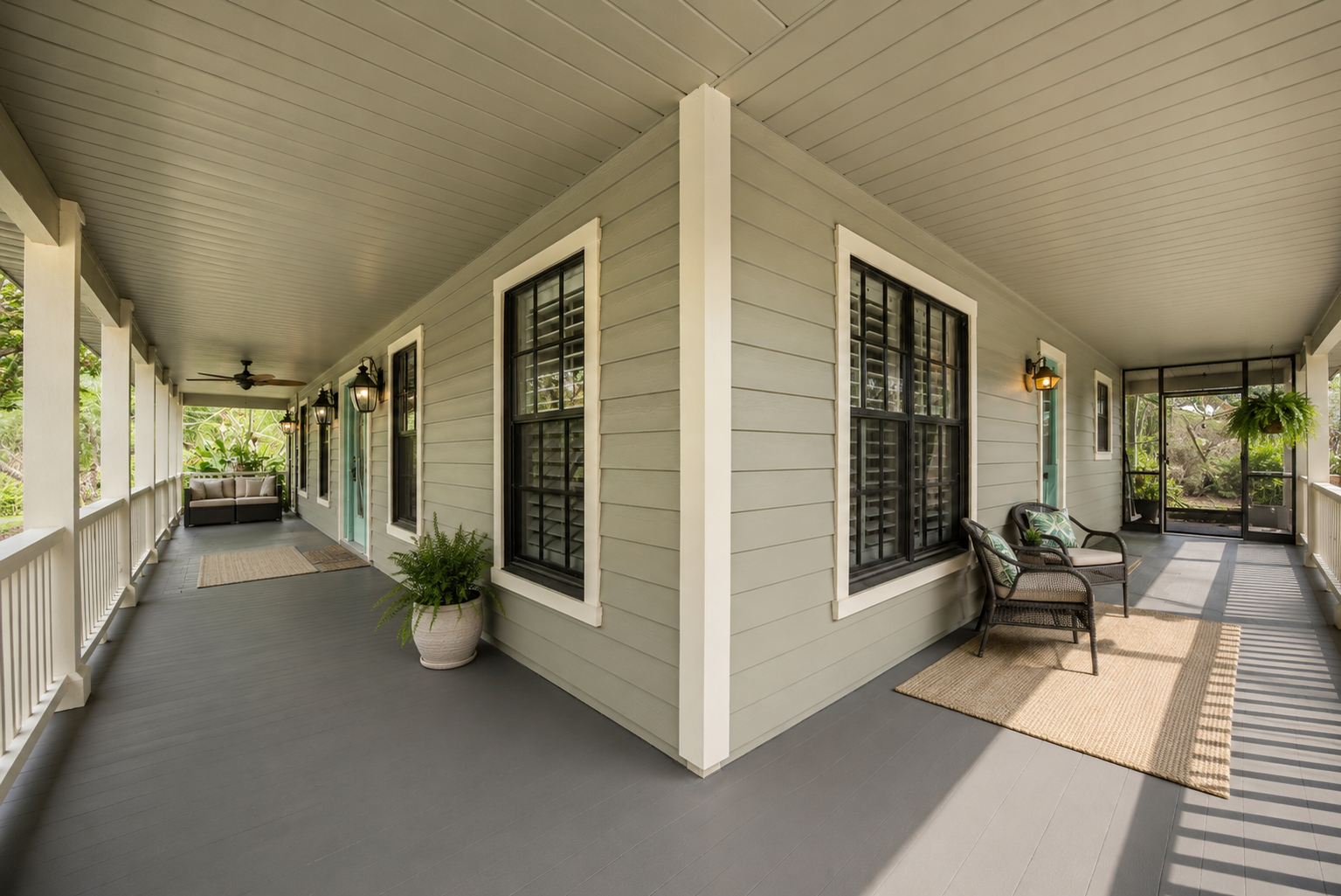 AI-reimagined modern wrap-around porch at 665 Moon Ranch Road Sebring FL
