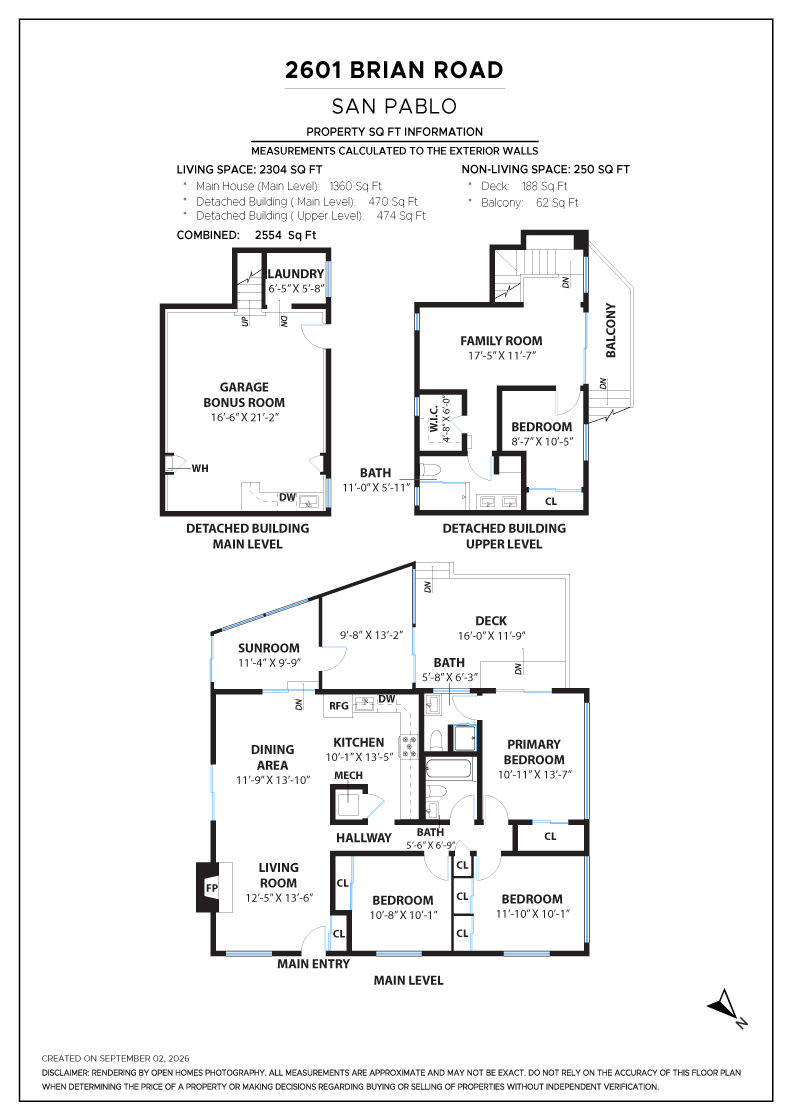 Floor plan for 2601 Brian Road, San Pablo, CA 94806 showing room layout, measurements, and labels