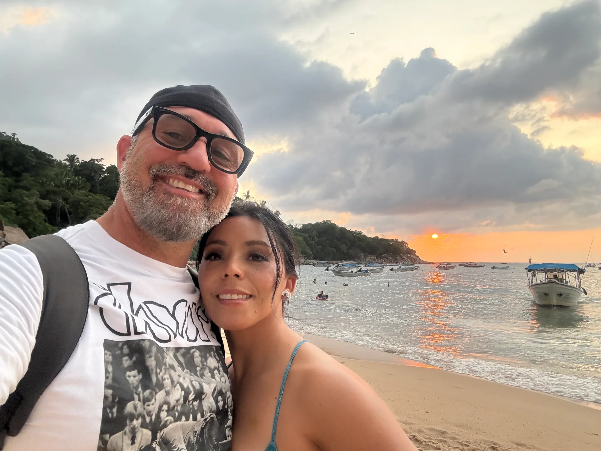 Miguel and Julissa on the beach at sunset in Mexico