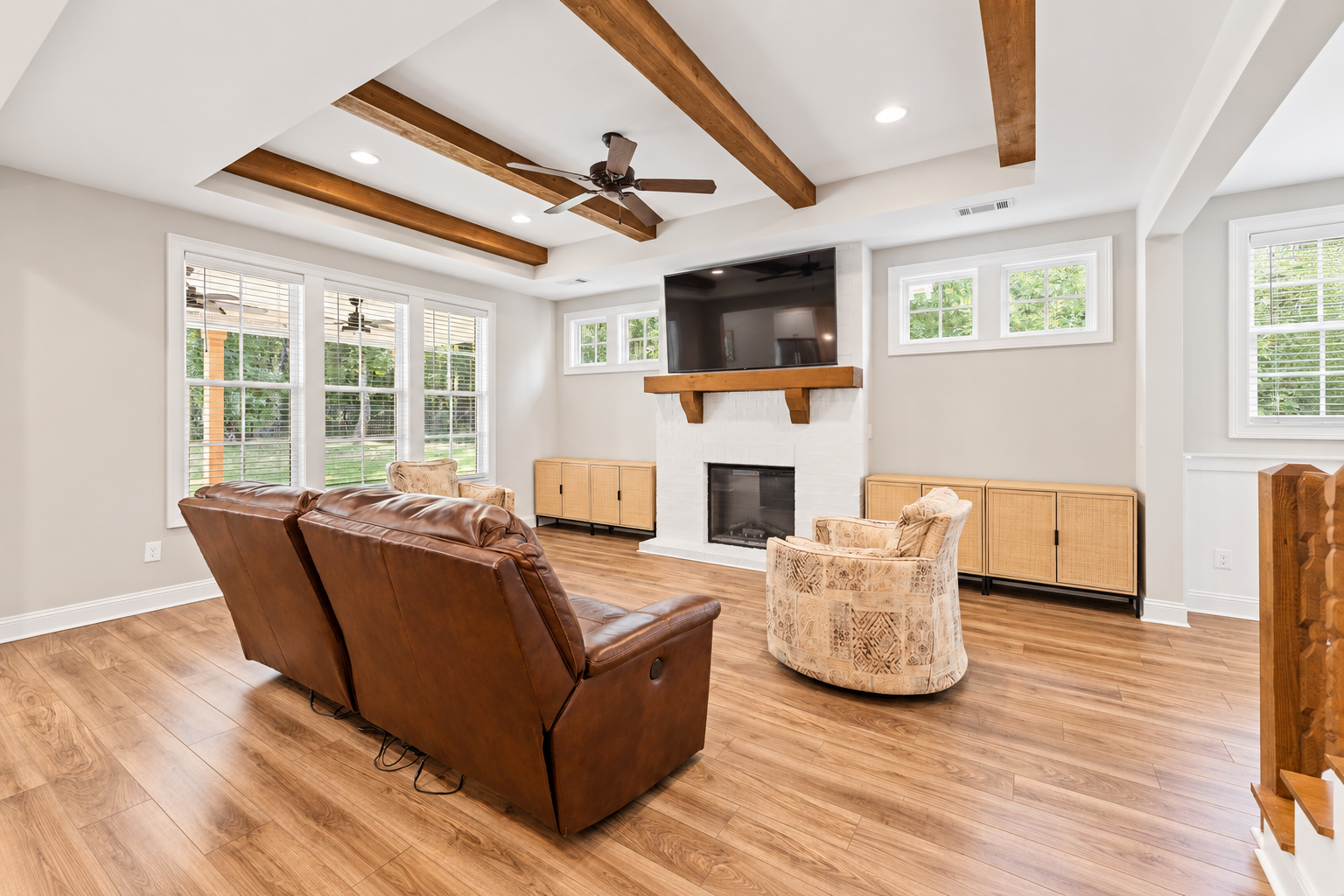 Contemporary living room with fireplace at 1537 Dartmouth Dr, Auburn AL