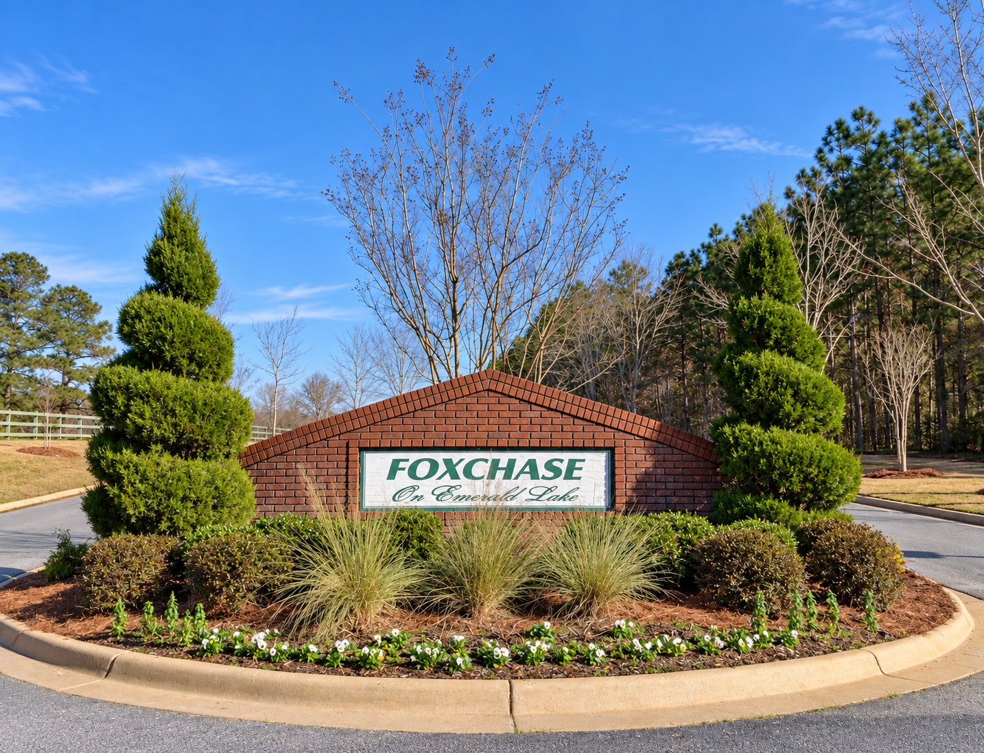 Foxchase on Emerald Lake entrance in Opelika, Alabama