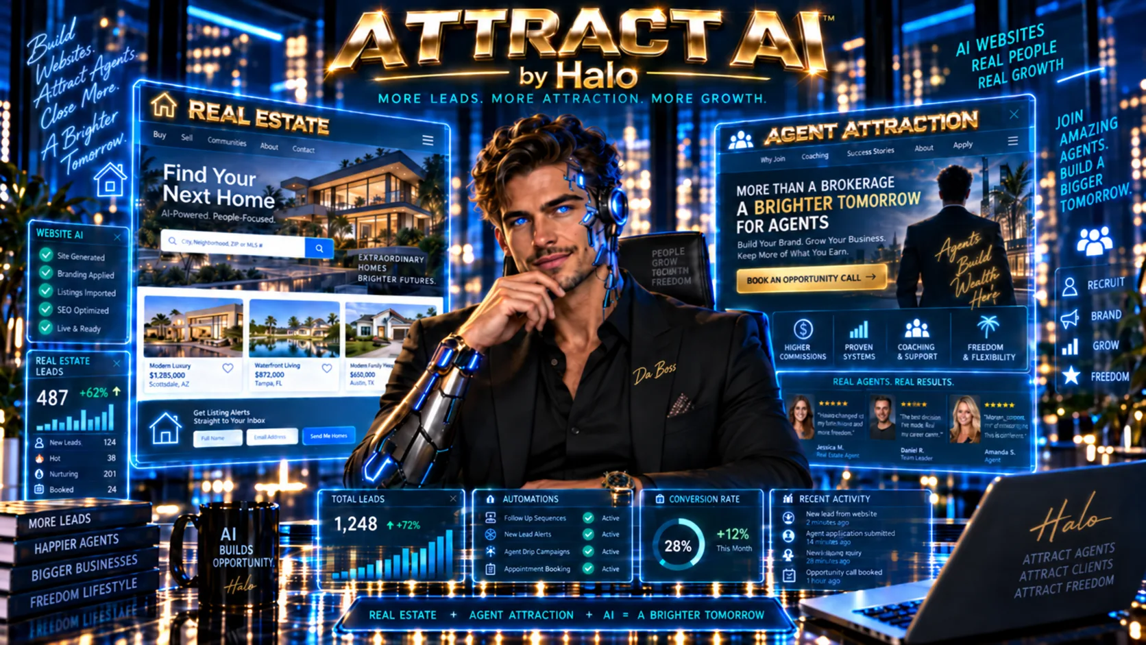 ATTRACT AI by Halo promo graphic: an agent attraction site built specifically for you on the Halo platform