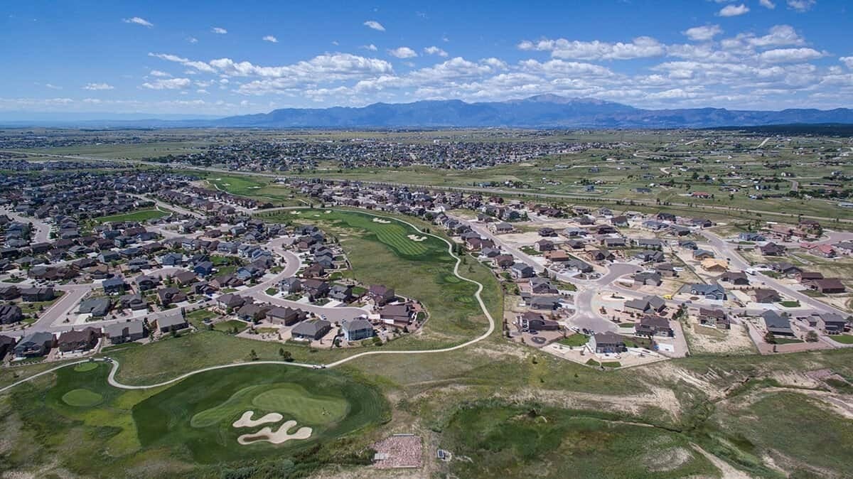 Falcon community in northeast Colorado Springs with open spaces and new construction homes