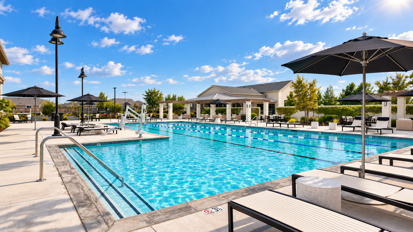 Lap lanes and loungers at the resort-style pool in Club Liberty, Summit at Liberty, Rio Vista