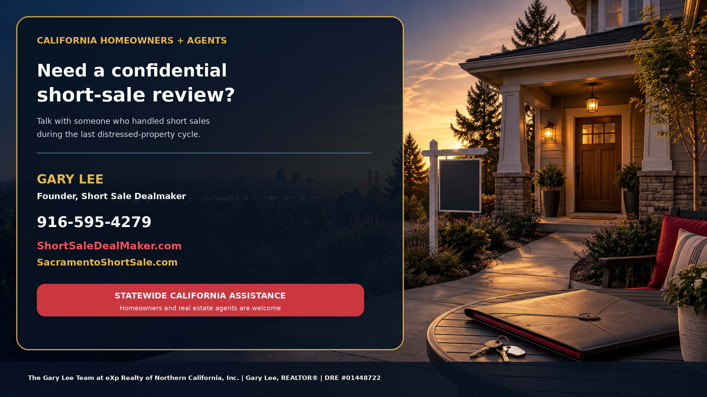 California short-sale confidential review graphic for homeowners and real estate agents