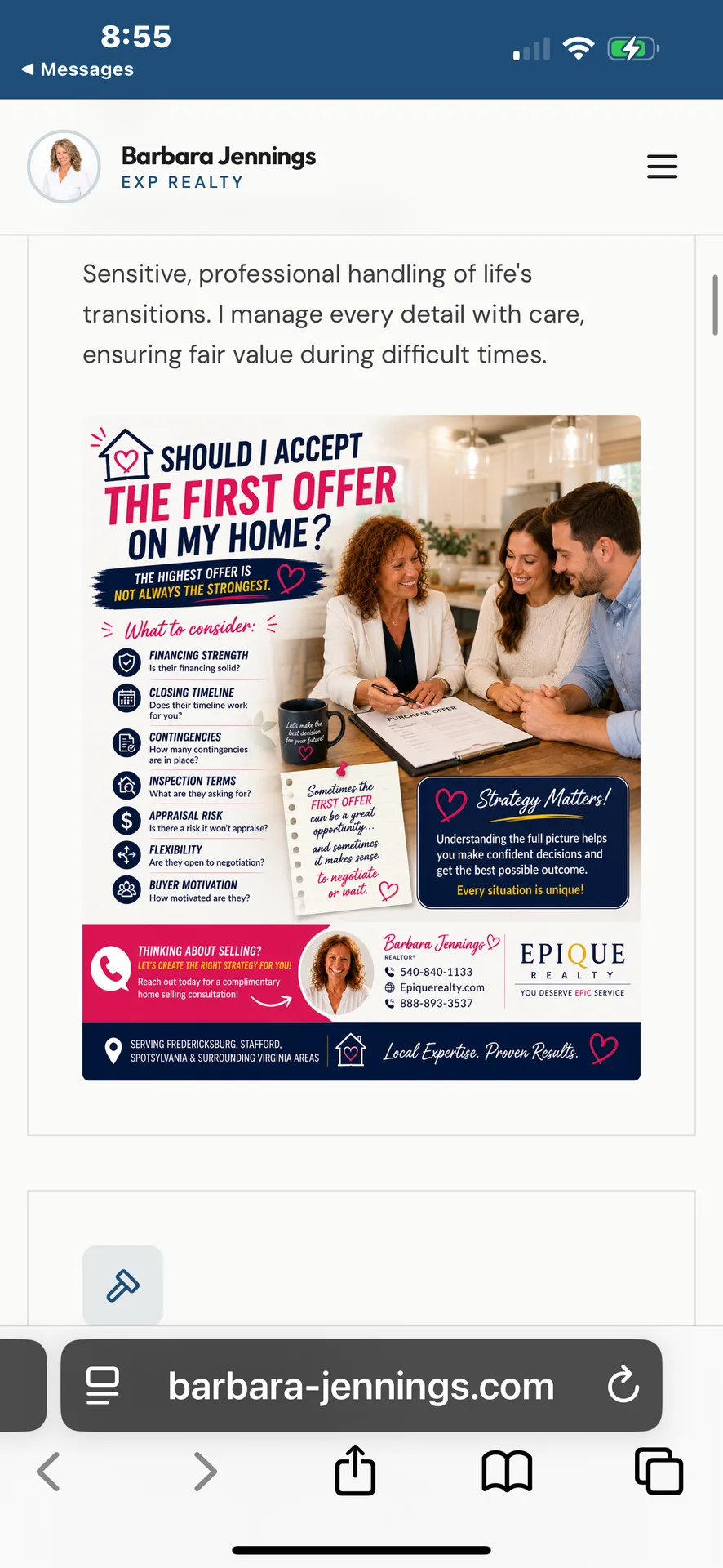 Should you accept the first offer on your home in Fredericksburg VA Barbara Jennings
