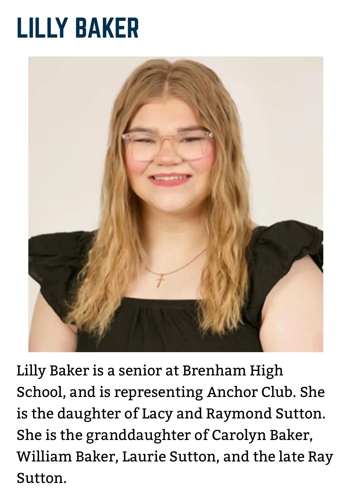 Lilly Baker, candidate for Washington County Fair Queen