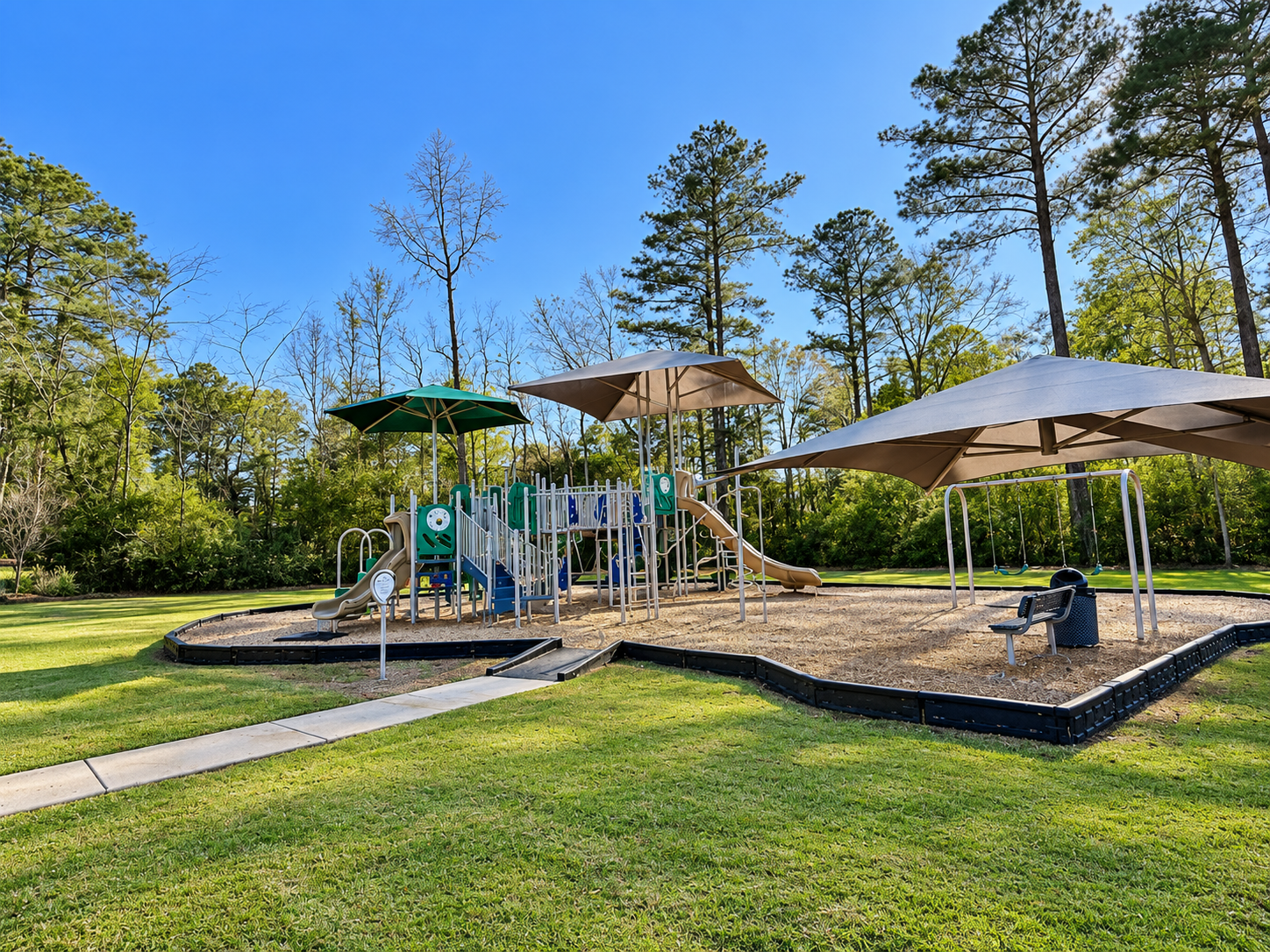 Woodland playground in Hidden Lakes, Auburn, Alabama