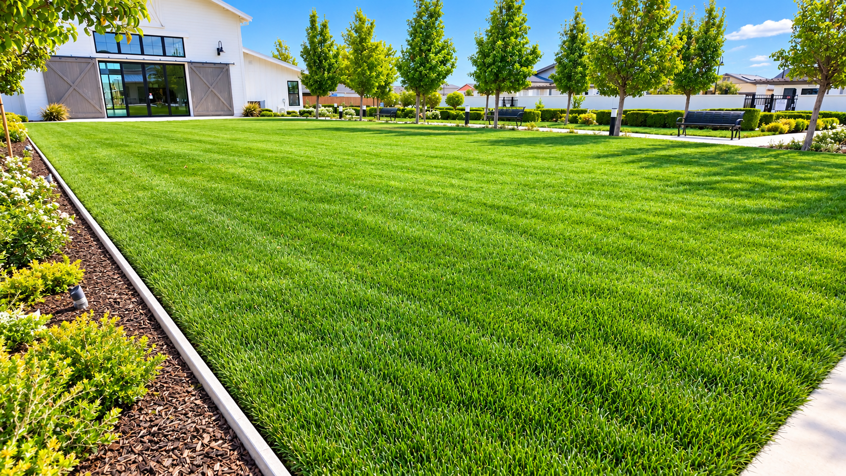 The social lawn in front of the Events Barn at Club Liberty, Summit at Liberty, Rio Vista