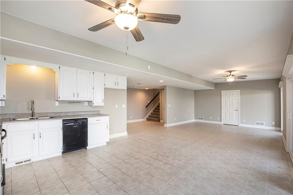 Open living with staircase