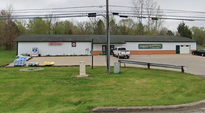 Vernon Hardware & Auto Supply storefront at 7200 M-71 in Vernon, Michigan, a family-owned landmark for 87 years