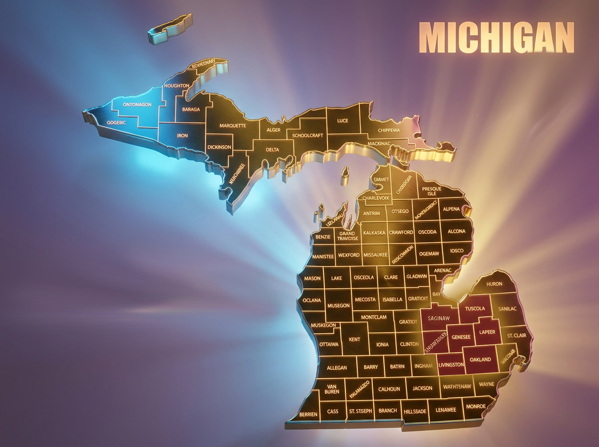 Mid-Michigan neighborhood aerial view